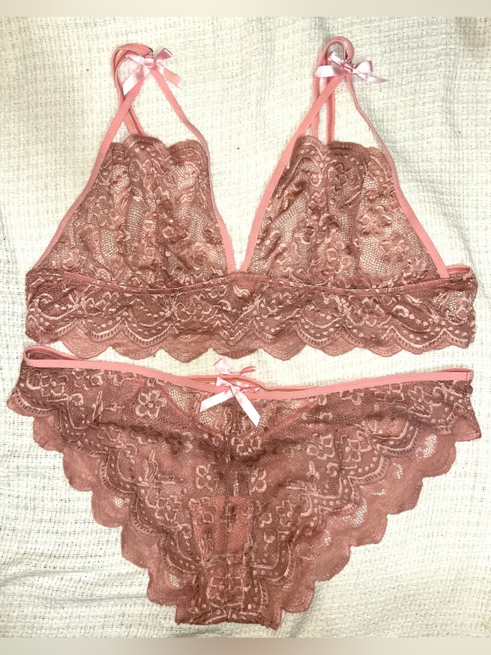 Rose Lace Bralette & Bikini Brief Set